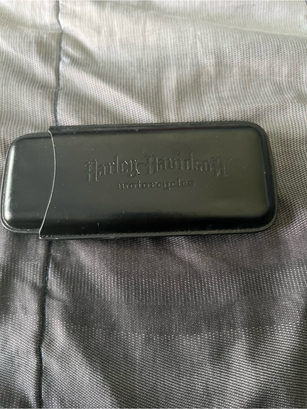 Harley-Davidson Black Embossed Cigar Humidor Case & Cutter